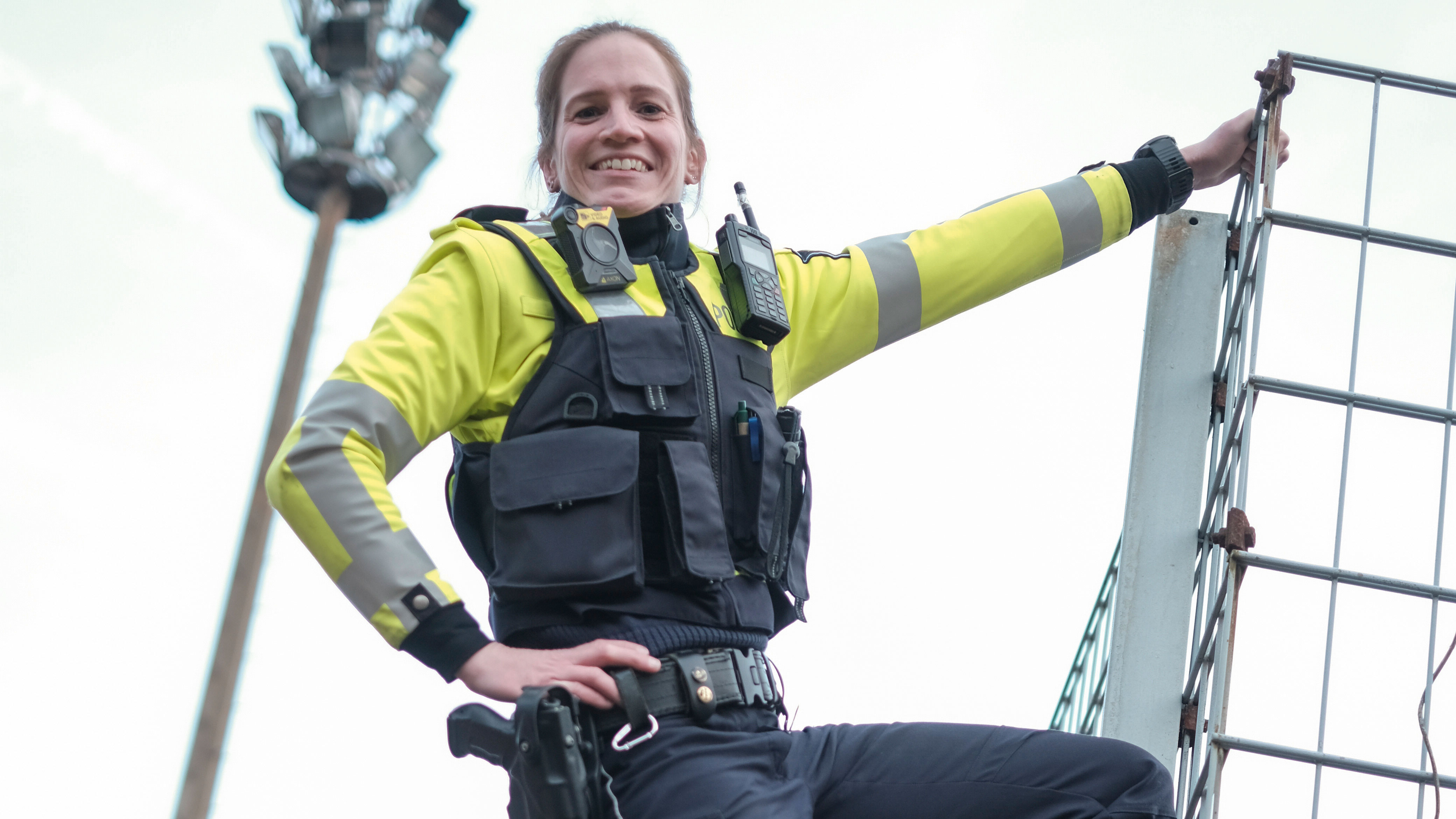 It can't be high and difficult enough: Kamen highway police officer and amateur extreme athlete Sarah Drees loves special challenges.